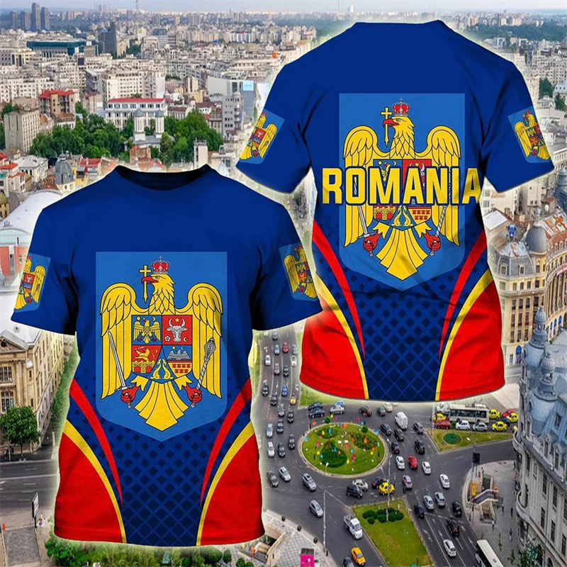 Koszulka z grafiką flagi Rumun – Summer Clothing Wholesale recenzja i cena